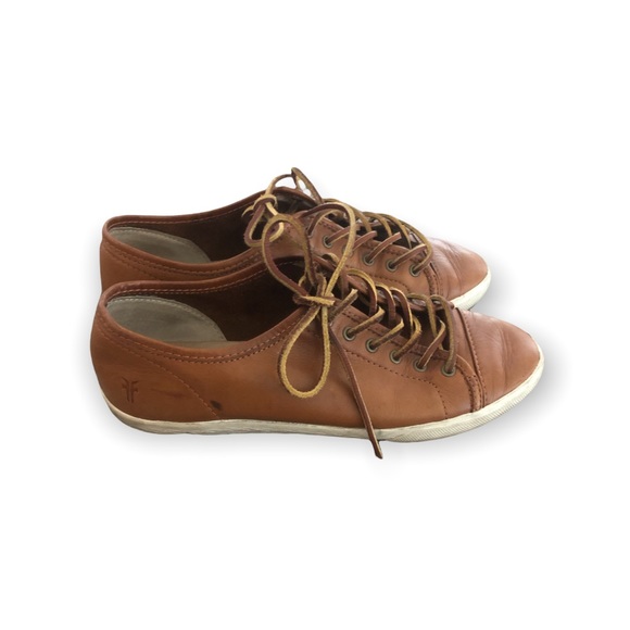 Frye Mindy Low Lace Leather Low Top Sneakers in Cognac - Picture 5 of 7